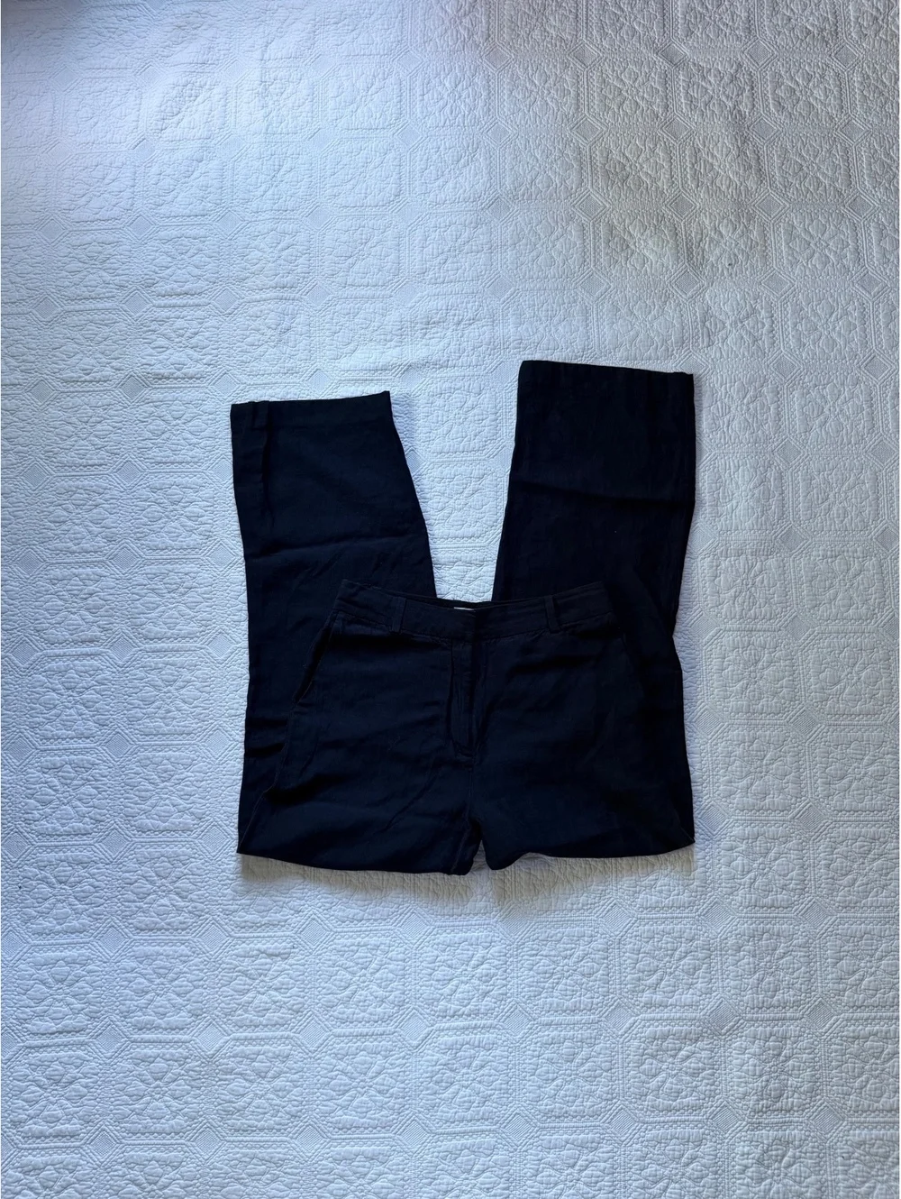 Aritzia Babaton Black Linen Blend Wide Leg Pants Size 4